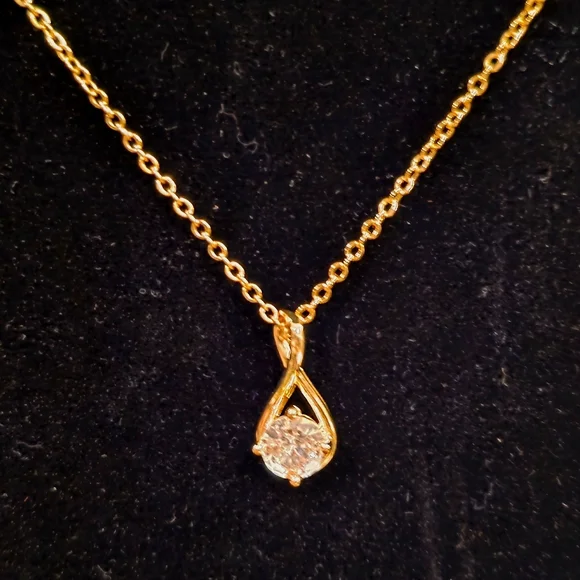 Certified 2 Carat Moissanite 18k Gold Plated Over Sterling Silver Necklace - Picture 10 of 12